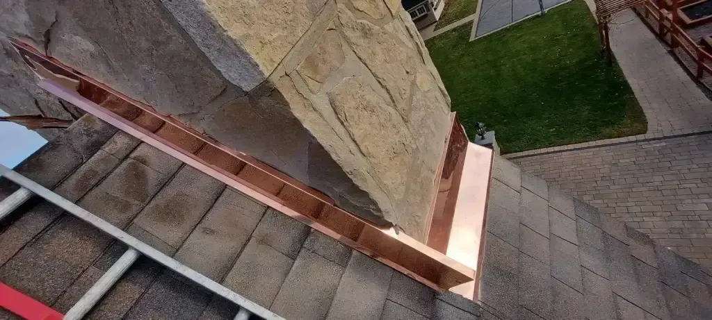 Copper chimney flashing in Addison