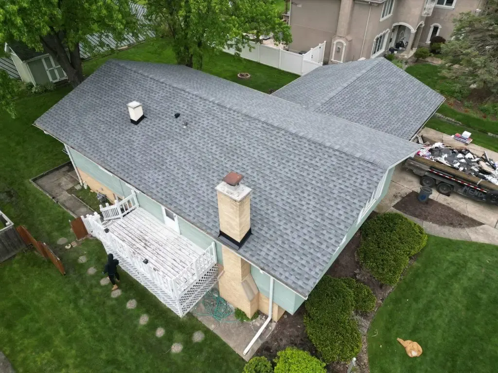 Roof replacement and chimney flashing — Darien, IL — photo 1