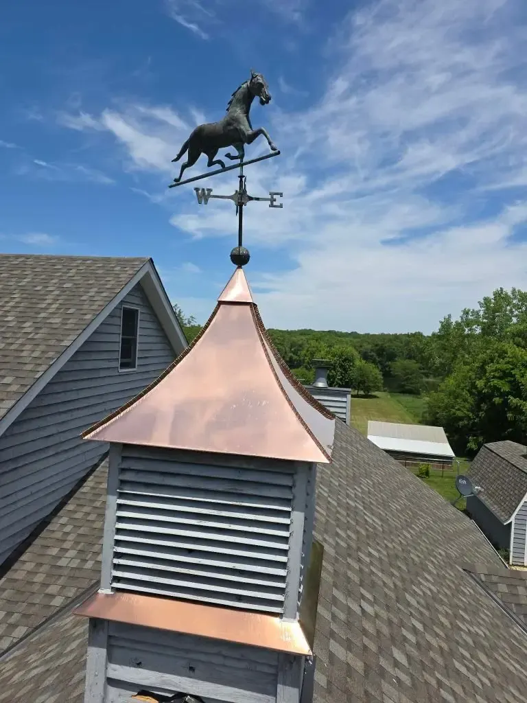 Roofing, copper chimney cap and copper awning in Custer Park